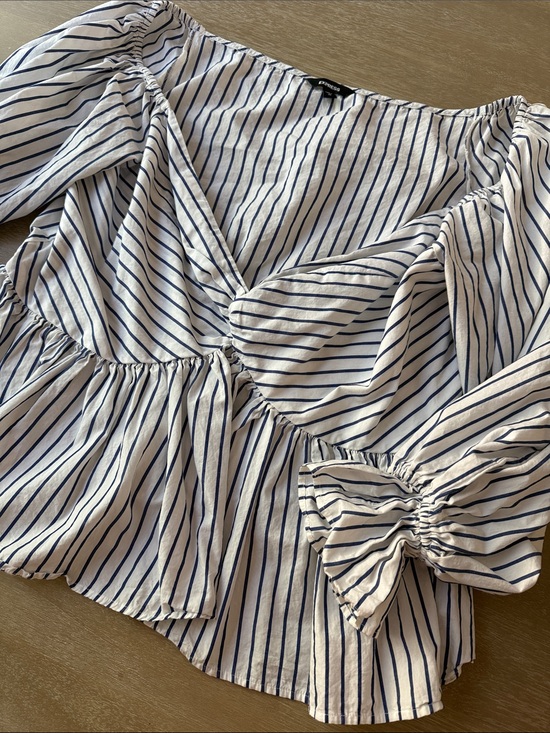 Express Tops - EXPRESS Striped Peplum Blouse | XL